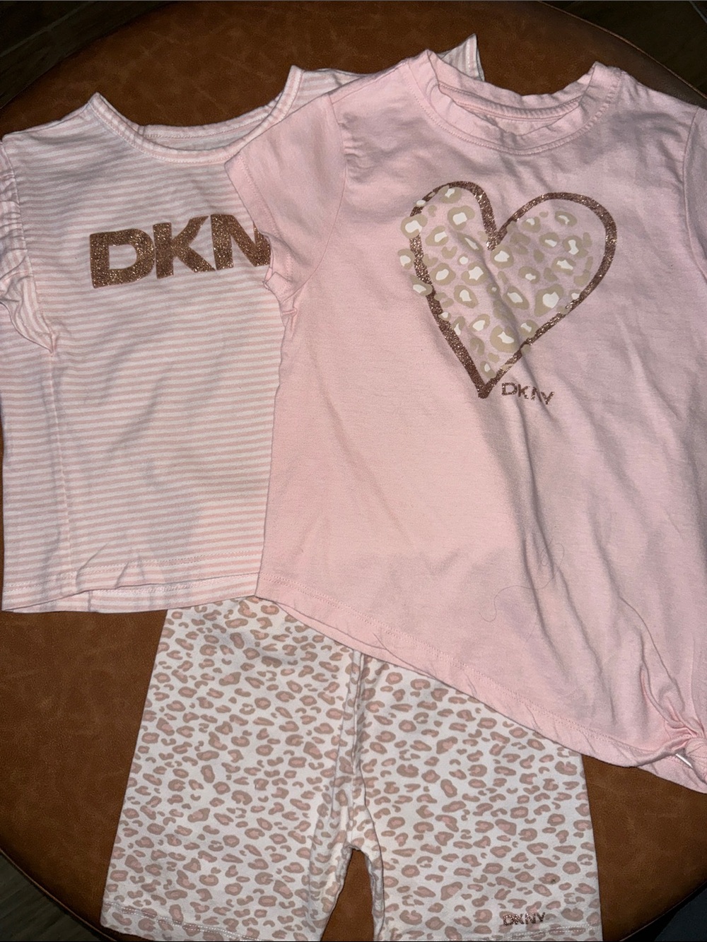 DKNY Girls 6X Pink Heart & Leopard Three-Piece Set